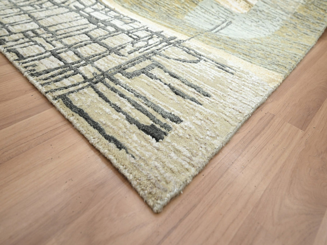 8'11" x 11'9" New Hand Knotted Brown Wool Rectangle Oriental Rug - MOA10283149
