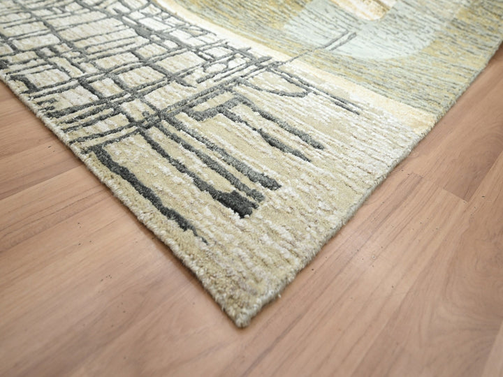 8'11" x 11'9" New Hand Knotted Brown Wool Rectangle Oriental Rug - MOA10283149