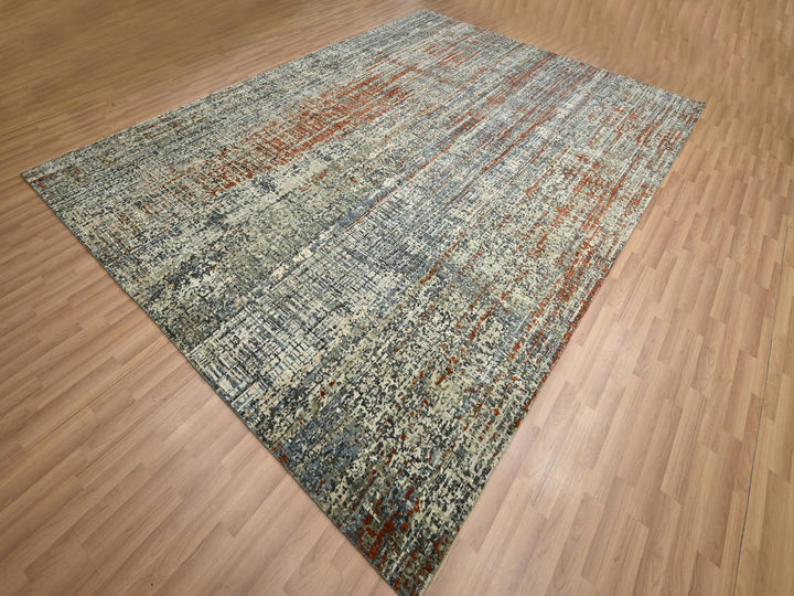 9'0" x 12'3" New Hand Knotted Beige Wool Rectangle Oriental Rug - MOA10283150