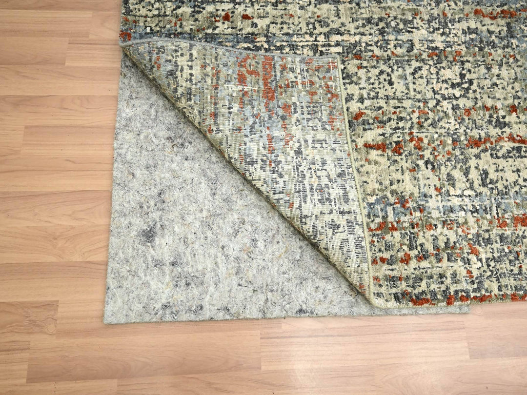 9'0" x 12'3" New Hand Knotted Beige Wool Rectangle Oriental Rug - MOA10283150
