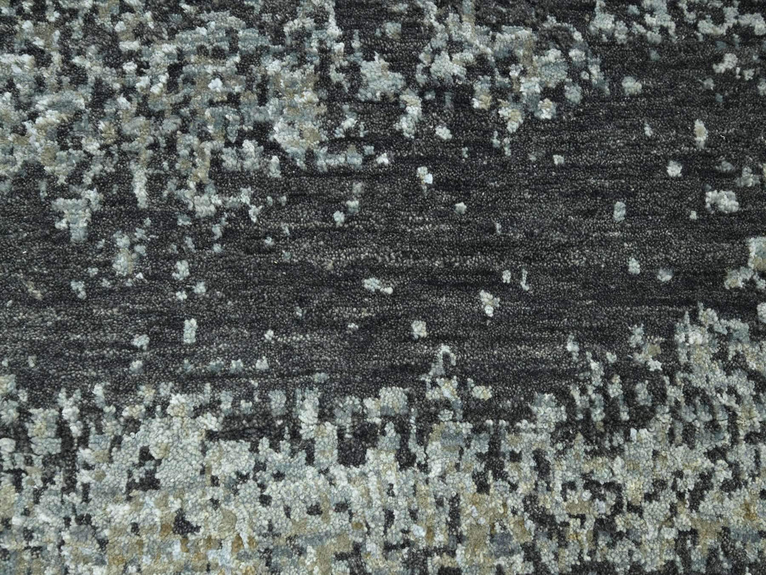 9'0" x 12'0" New Hand Knotted Grey Wool Rectangle Oriental Rug - MOA10283151