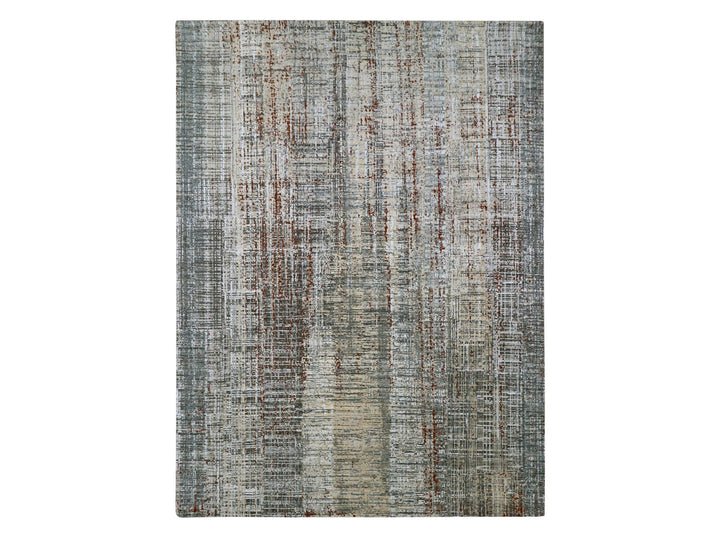 9'0" x 12'3" New Hand Knotted Grey Wool Rectangle Oriental Rug - MOA10283152