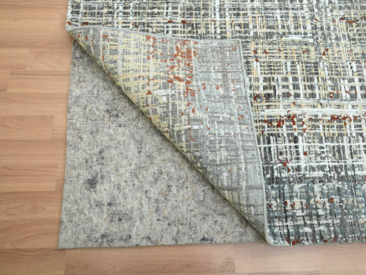 9'0" x 12'3" New Hand Knotted Grey Wool Rectangle Oriental Rug - MOA10283152