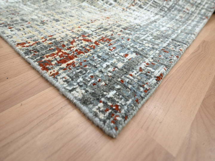 9'0" x 12'3" New Hand Knotted Grey Wool Rectangle Oriental Rug - MOA10283152