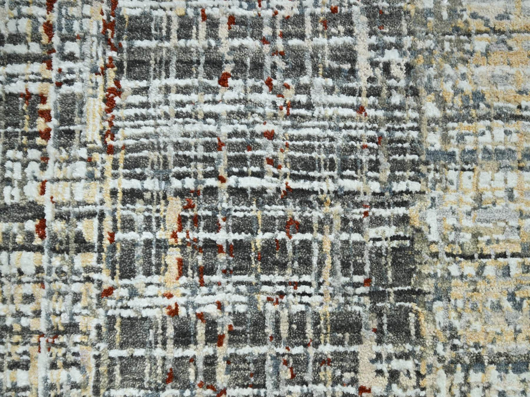 9'0" x 12'3" New Hand Knotted Grey Wool Rectangle Oriental Rug - MOA10283152