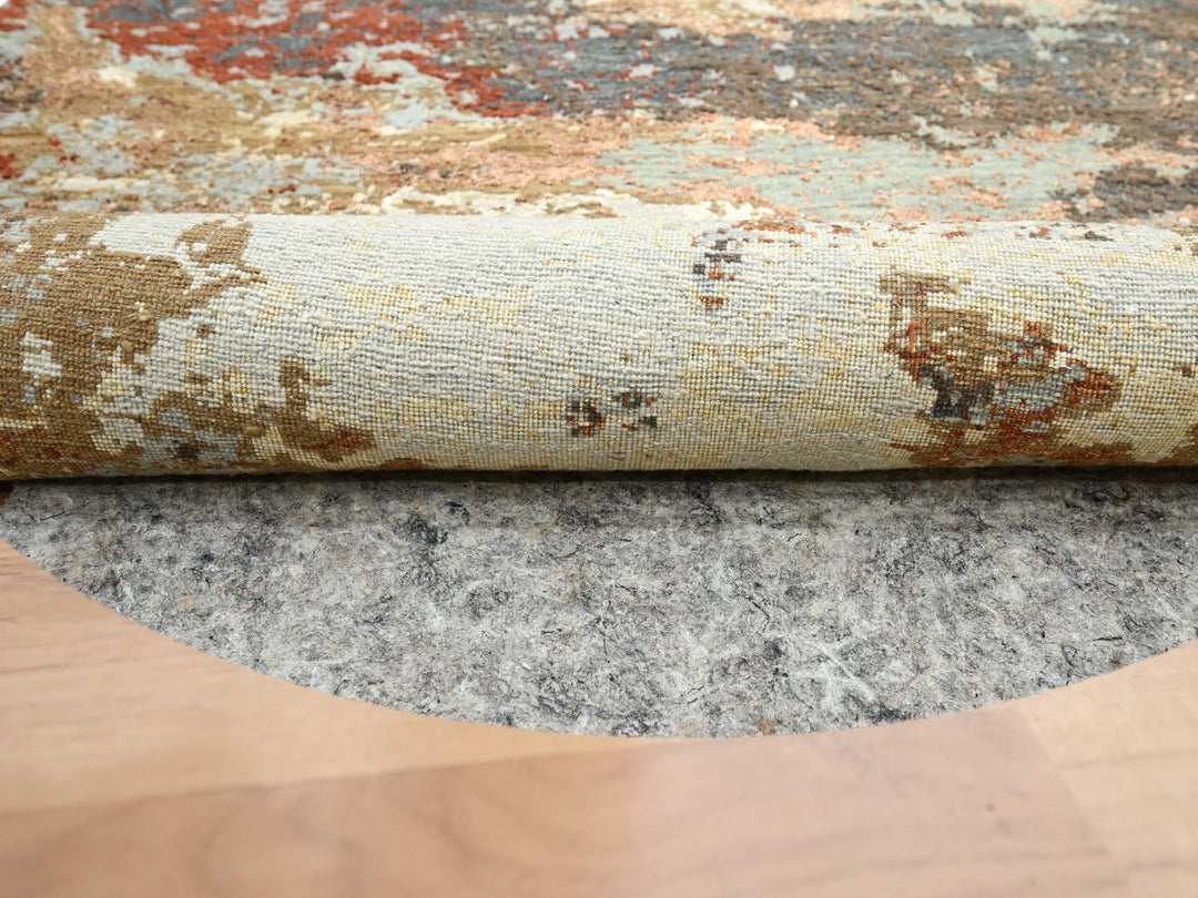 6'2" x 6'2" New Hand Knotted Brown Wool Round Oriental Rug - MOA10283156