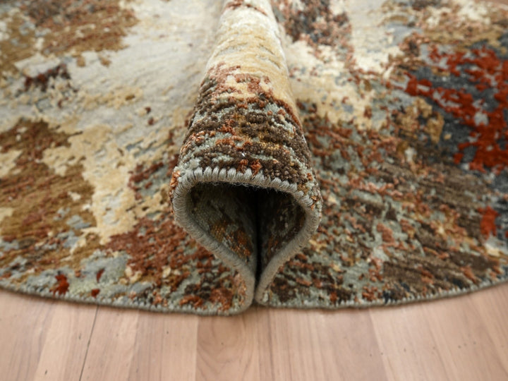 6'2" x 6'2" New Hand Knotted Brown Wool Round Oriental Rug - MOA10283156
