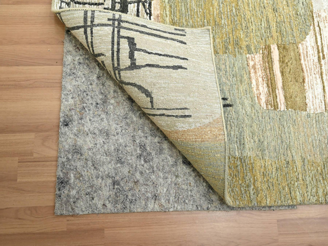 10'0" x 13'11" New Hand Knotted Grey Wool Rectangle Oriental Rug - MOA10283159