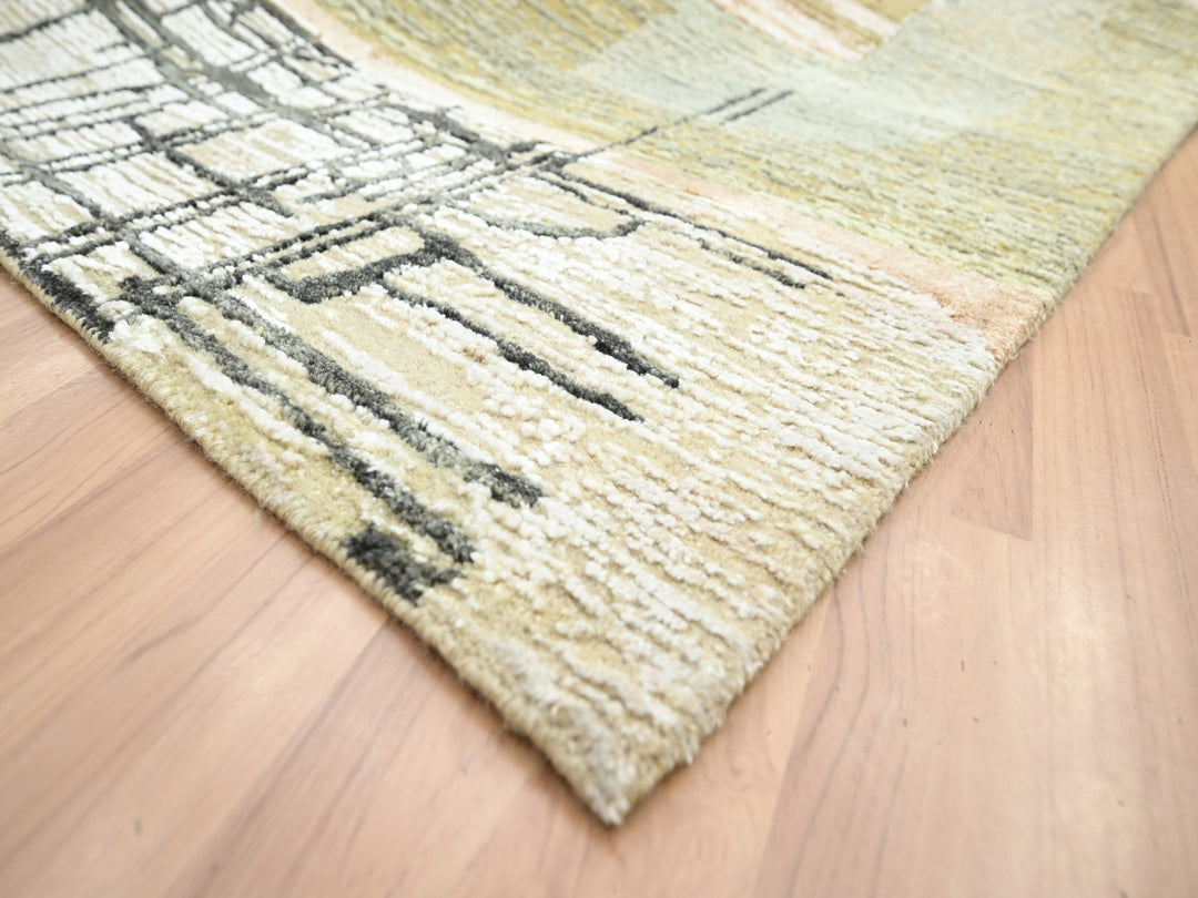 10'0" x 13'11" New Hand Knotted Grey Wool Rectangle Oriental Rug - MOA10283159