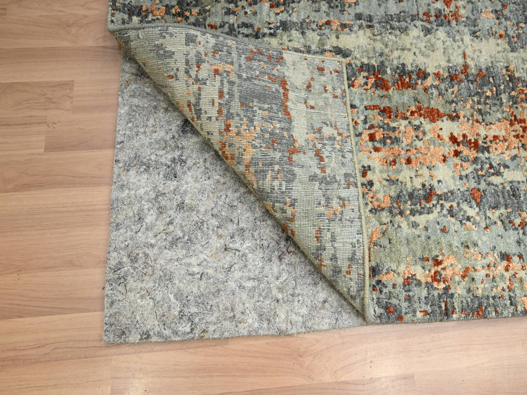 6'0" x 8'6" New Hand Knotted Grey Wool Rectangle Oriental Rug - MOA10283162