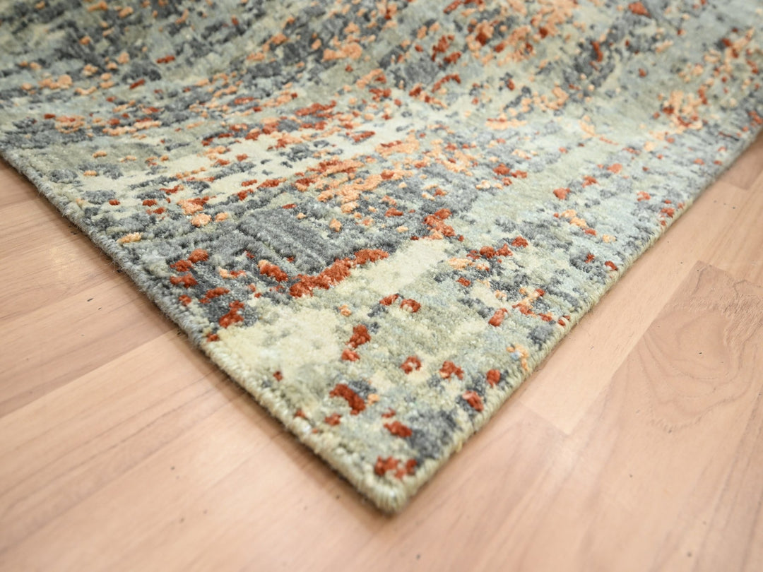 6'0" x 8'6" New Hand Knotted Grey Wool Rectangle Oriental Rug - MOA10283162