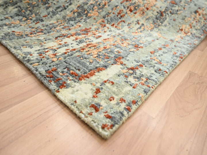 6'0" x 8'6" New Hand Knotted Grey Wool Rectangle Oriental Rug - MOA10283162