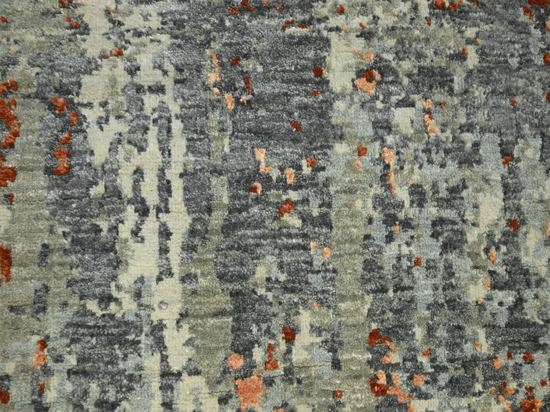 6'0" x 8'6" New Hand Knotted Grey Wool Rectangle Oriental Rug - MOA10283162