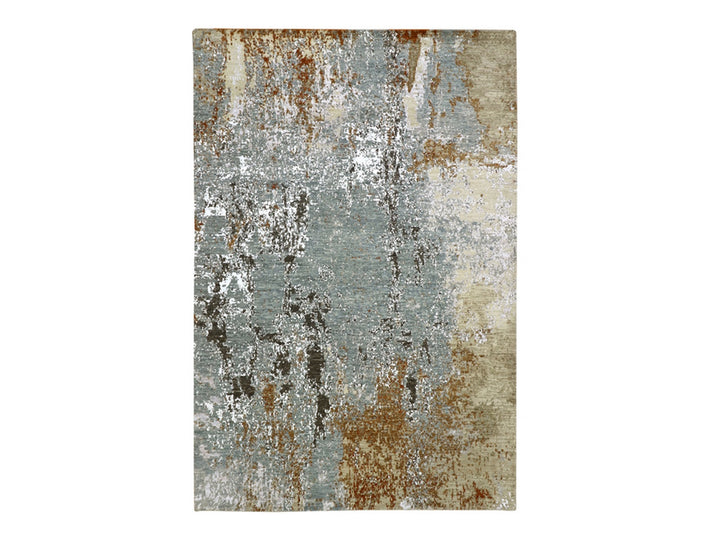 6'1" x 9'1" New Hand Knotted Grey Wool Rectangle Oriental Rug - MOA10283163