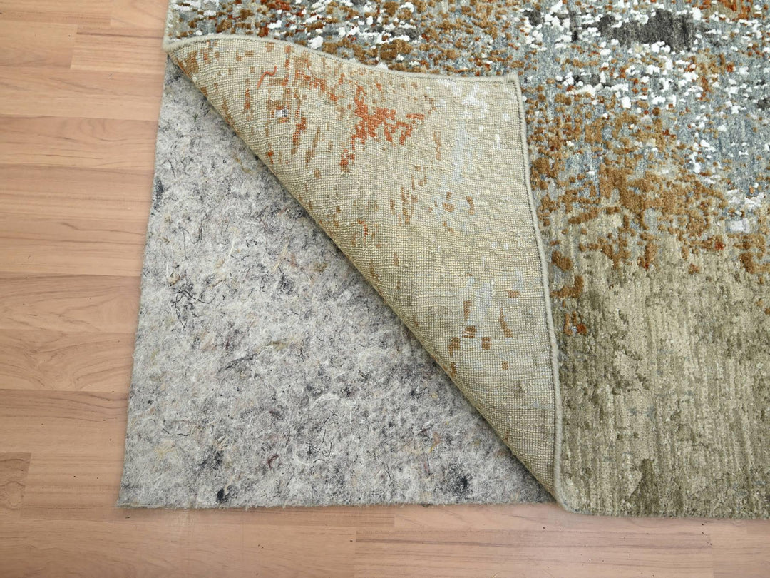 6'1" x 9'1" New Hand Knotted Grey Wool Rectangle Oriental Rug - MOA10283163
