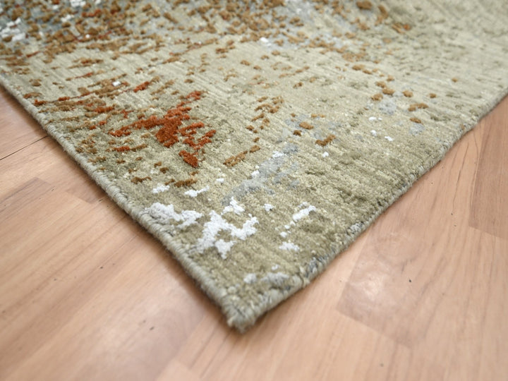 6'1" x 9'1" New Hand Knotted Grey Wool Rectangle Oriental Rug - MOA10283163