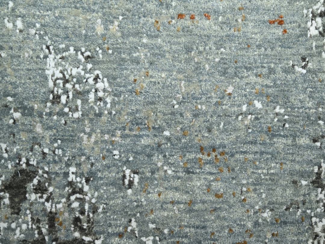 6'1" x 9'1" New Hand Knotted Grey Wool Rectangle Oriental Rug - MOA10283163