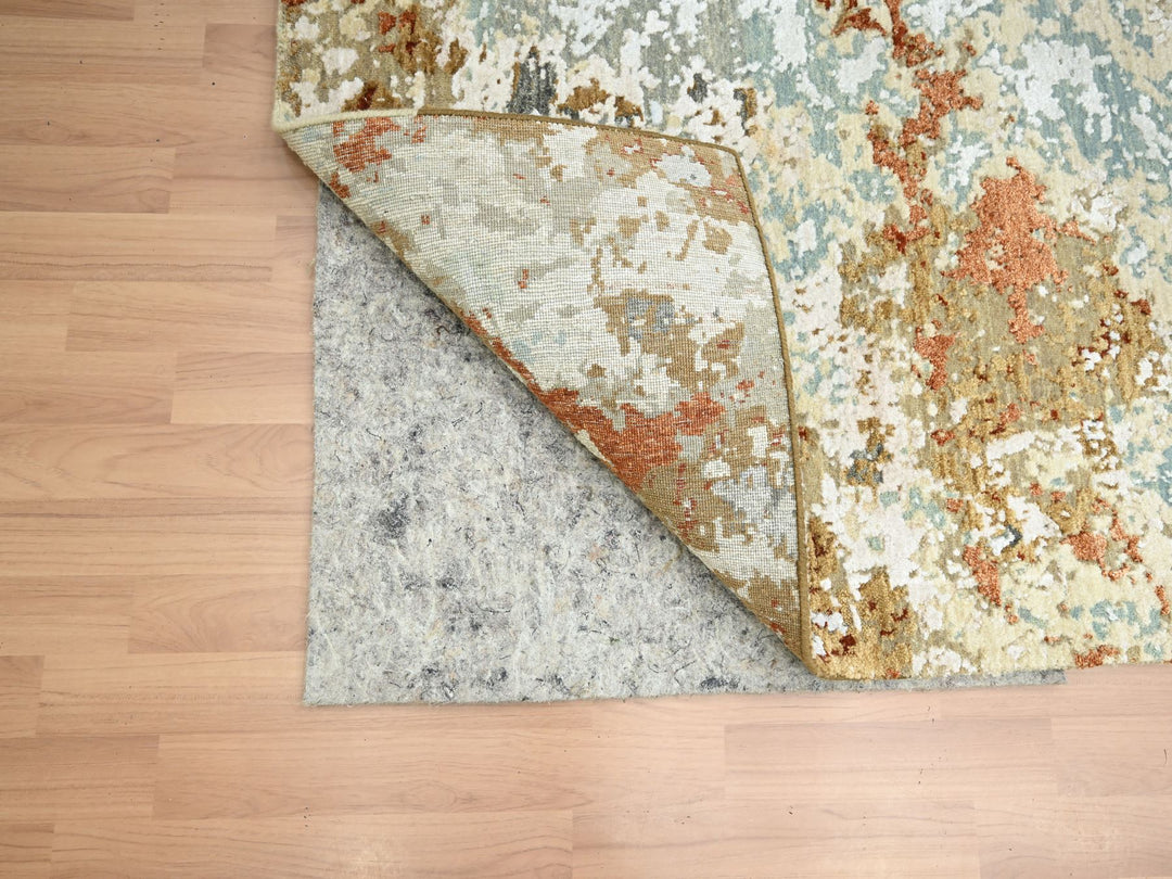6'0" x 9'3" New Hand Knotted Grey Wool Rectangle Oriental Rug - MOA10283164