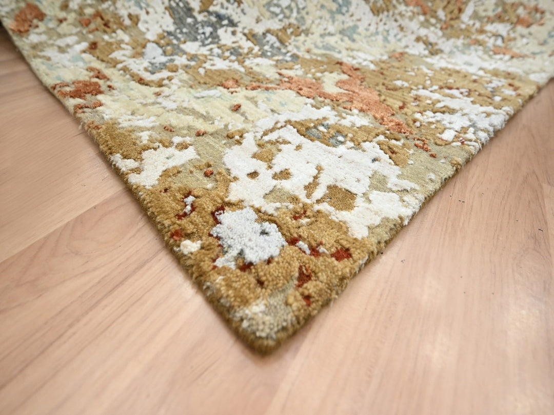 6'0" x 9'3" New Hand Knotted Grey Wool Rectangle Oriental Rug - MOA10283164
