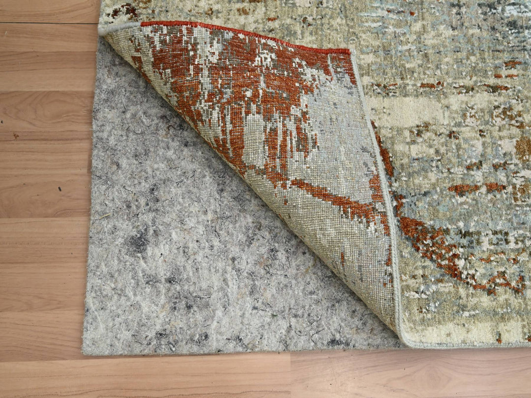 2'7" x 12'11" New Hand Knotted Grey Wool Runner Oriental Rug - MOA10283167