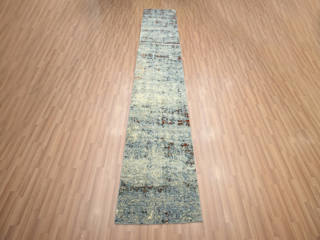 2'6" x 12'2" New Hand Knotted Beige Wool Runner Oriental Rug - MOA10283168