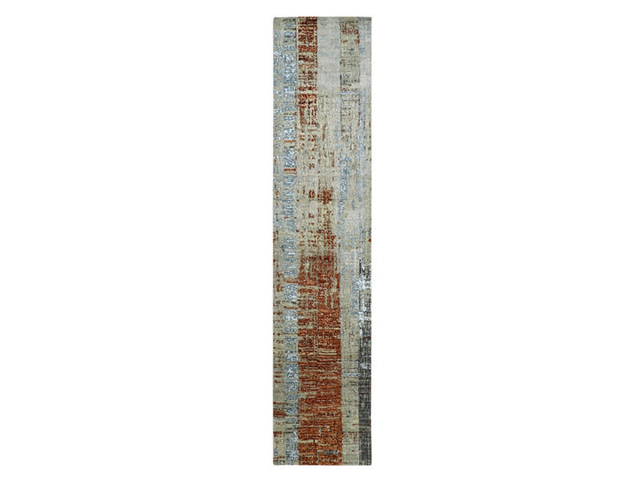 2'7" x 11'10" New Hand Knotted Orange Wool Runner Oriental Rug - MOA10283169