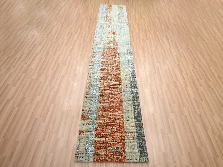 2'7" x 11'10" New Hand Knotted Orange Wool Runner Oriental Rug - MOA10283169