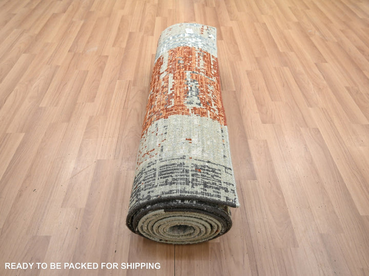2'7" x 11'10" New Hand Knotted Orange Wool Runner Oriental Rug - MOA10283169
