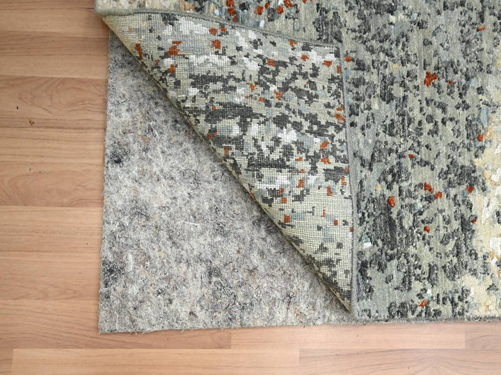 2'7" x 12'1" New Hand Knotted Grey Wool Runner Oriental Rug - MOA10283170
