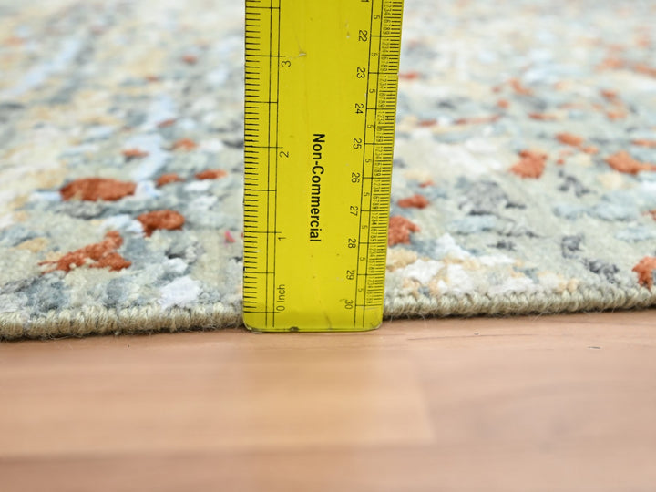 2'7" x 12'1" New Hand Knotted Grey Wool Runner Oriental Rug - MOA10283170