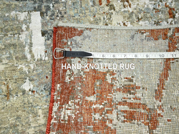 2'7" x 12'6" New Hand Knotted Grey Wool Runner Oriental Rug - MOA10283172
