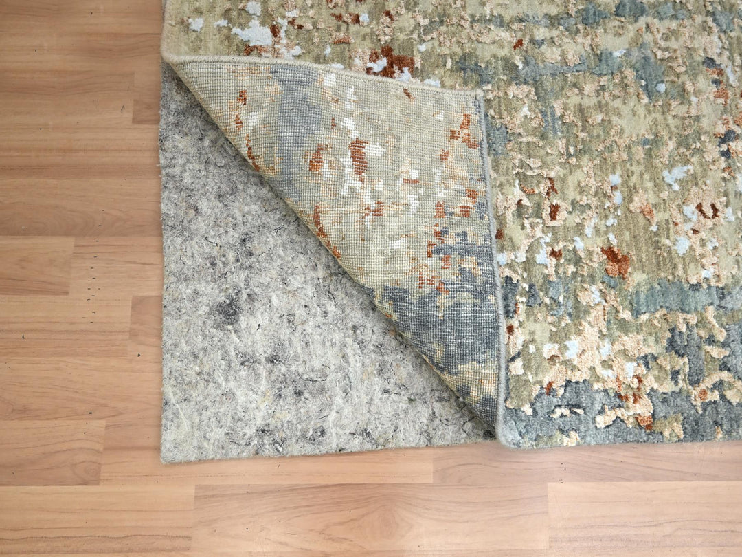 2'5" x 10'0" New Hand Knotted Grey Wool Runner Oriental Rug - MOA10283175