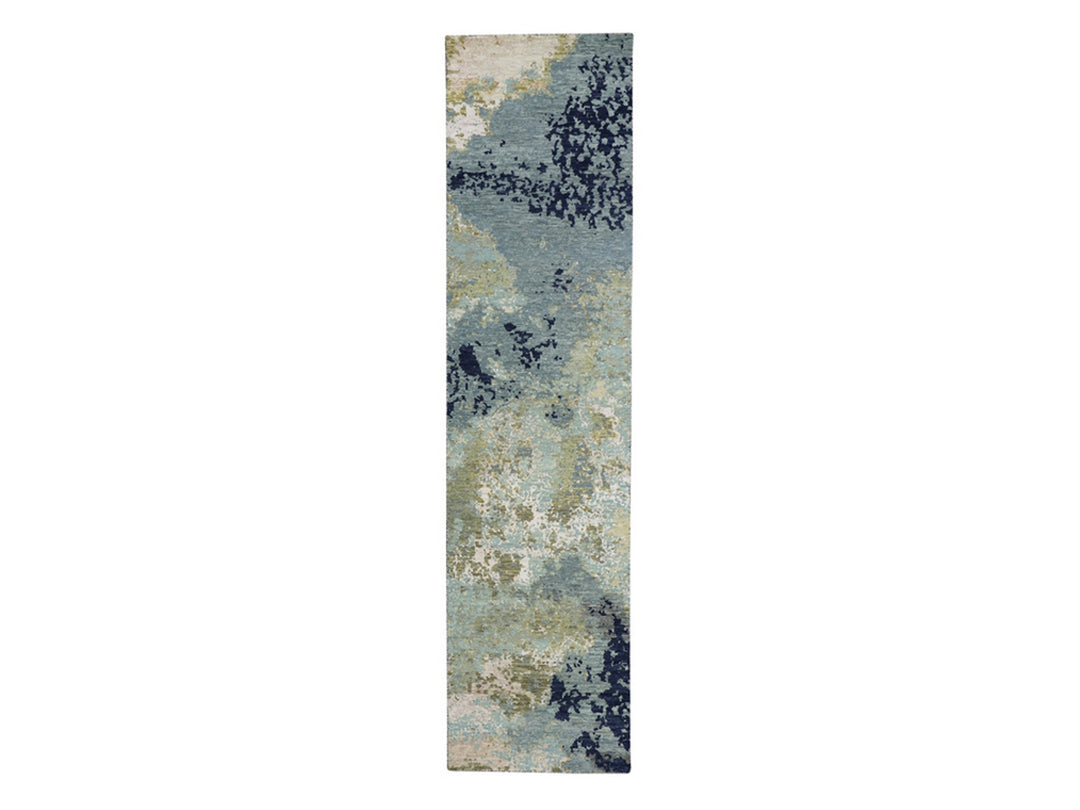 2'6" x 9'11" New Hand Knotted Grey Wool Runner Oriental Rug - MOA10283176