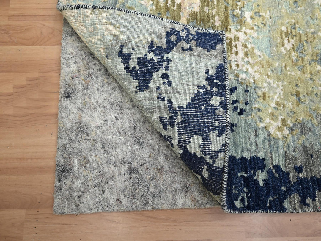 2'6" x 9'11" New Hand Knotted Grey Wool Runner Oriental Rug - MOA10283176