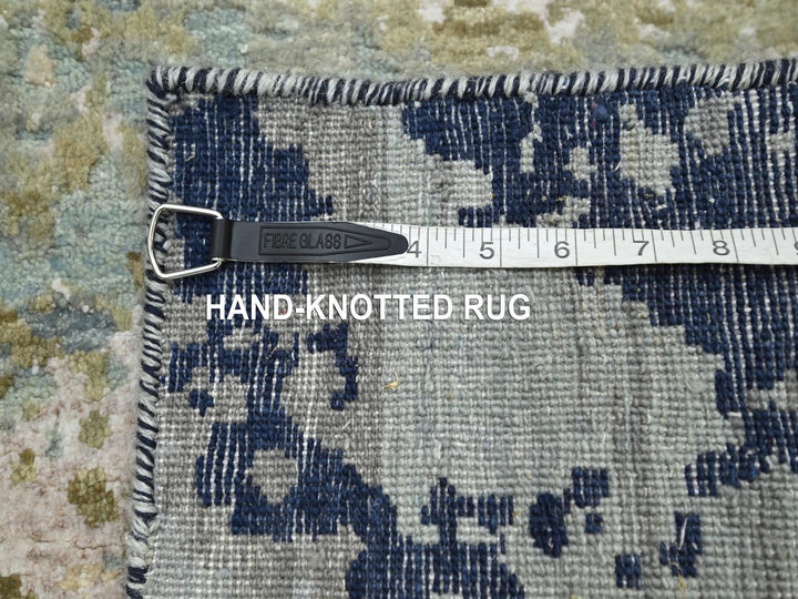 2'6" x 9'11" New Hand Knotted Grey Wool Runner Oriental Rug - MOA10283176
