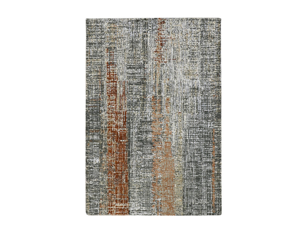 4'1" x 6'3" New Hand Knotted Grey Wool Rectangle Oriental Rug - MOA10283179