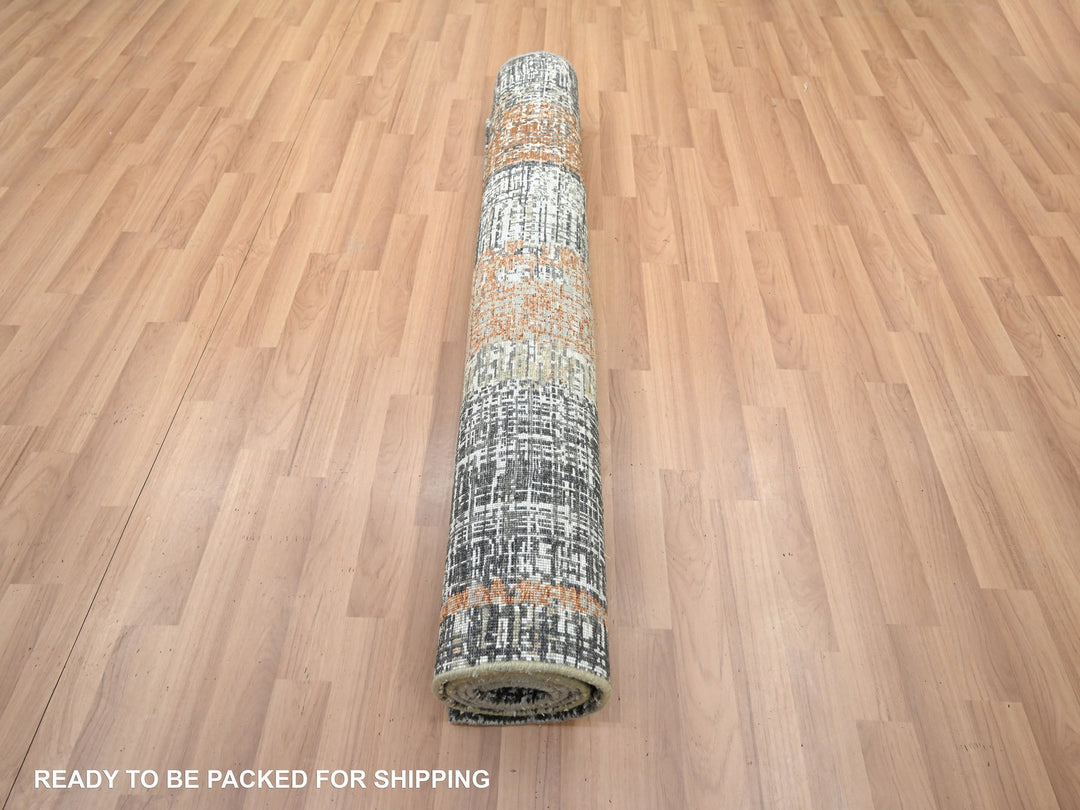 4'1" x 6'3" New Hand Knotted Grey Wool Rectangle Oriental Rug - MOA10283179