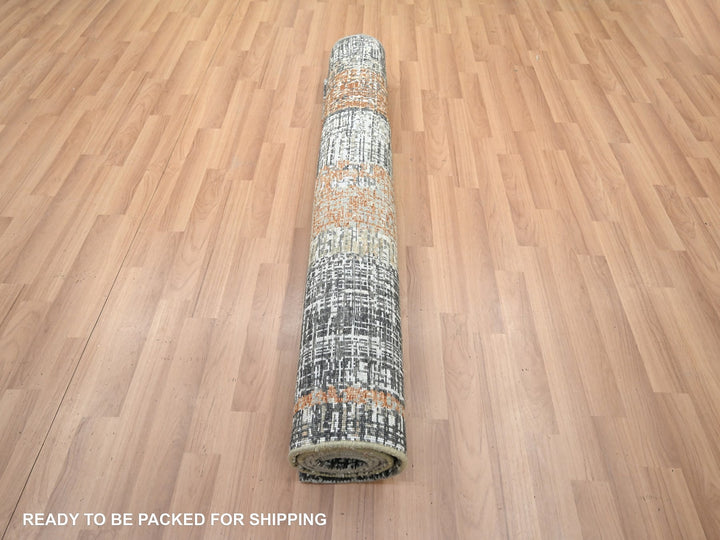 4'1" x 6'3" New Hand Knotted Grey Wool Rectangle Oriental Rug - MOA10283179