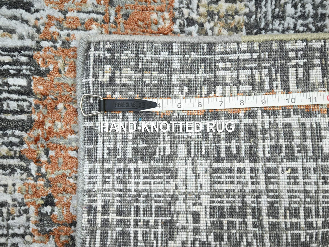 4'1" x 6'3" New Hand Knotted Grey Wool Rectangle Oriental Rug - MOA10283179