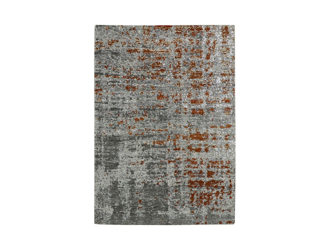 4'0" x 5'8" New Hand Knotted Grey Wool Rectangle Oriental Rug - MOA10283181