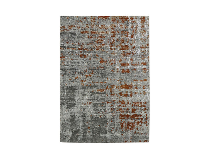 4'0" x 5'8" New Hand Knotted Grey Wool Rectangle Oriental Rug - MOA10283181
