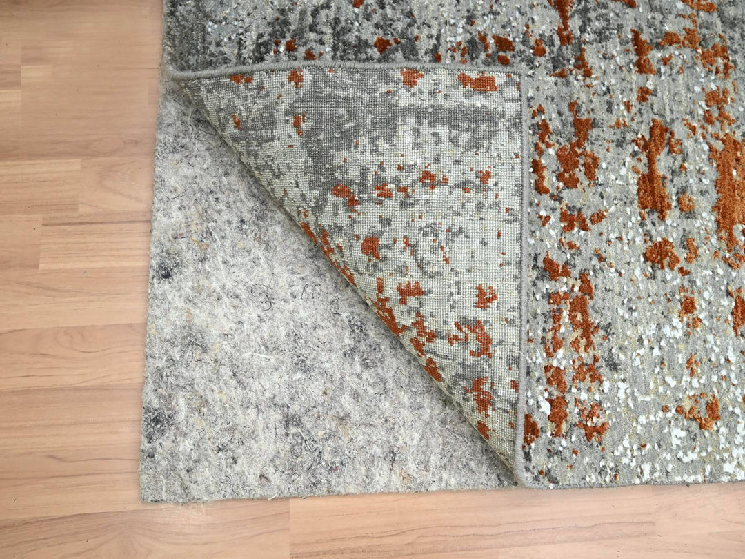 4'0" x 5'8" New Hand Knotted Grey Wool Rectangle Oriental Rug - MOA10283181