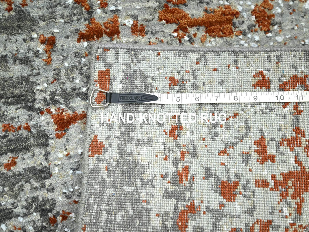 4'0" x 5'8" New Hand Knotted Grey Wool Rectangle Oriental Rug - MOA10283181