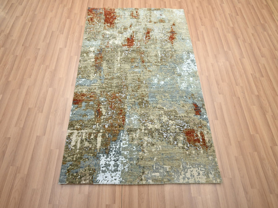 4'0" x 6'0" New Hand Knotted Brown Wool Rectangle Oriental Rug - MOA10283182