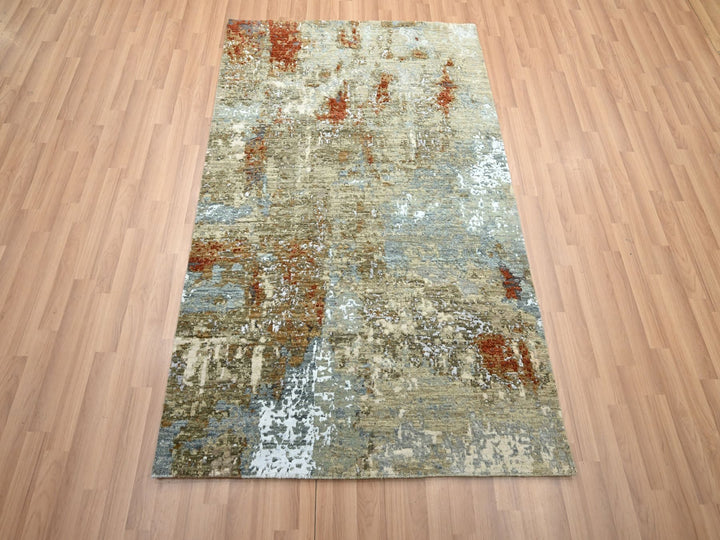 4'0" x 6'0" New Hand Knotted Brown Wool Rectangle Oriental Rug - MOA10283182
