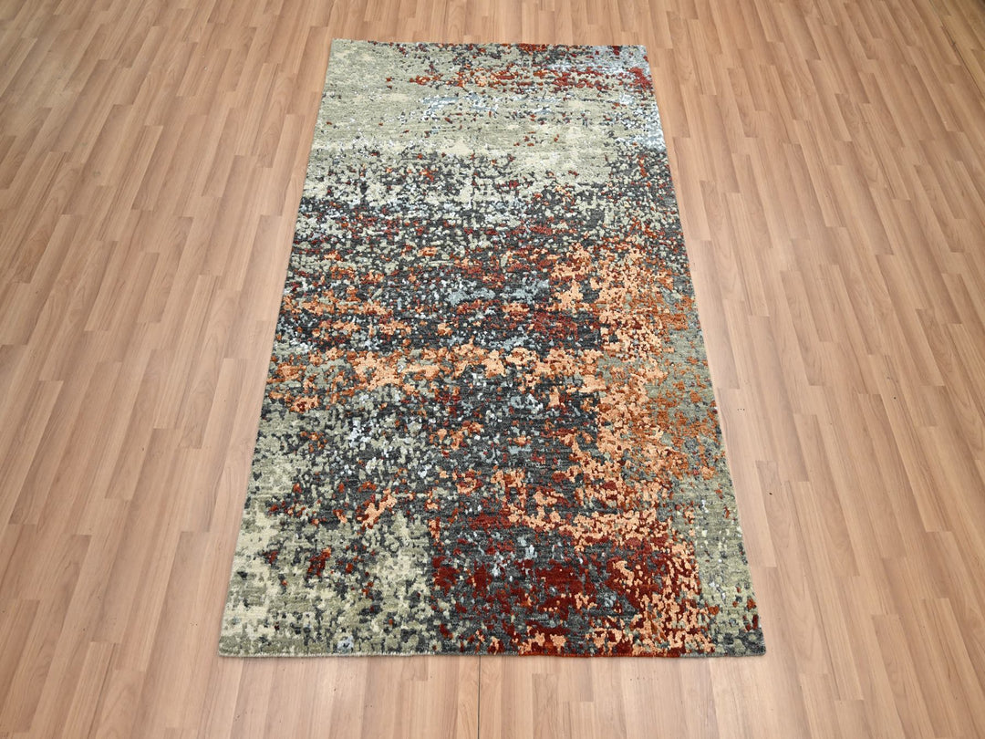 4'0" x 6'2" New Hand Knotted Grey Wool Rectangle Oriental Rug - MOA10283183
