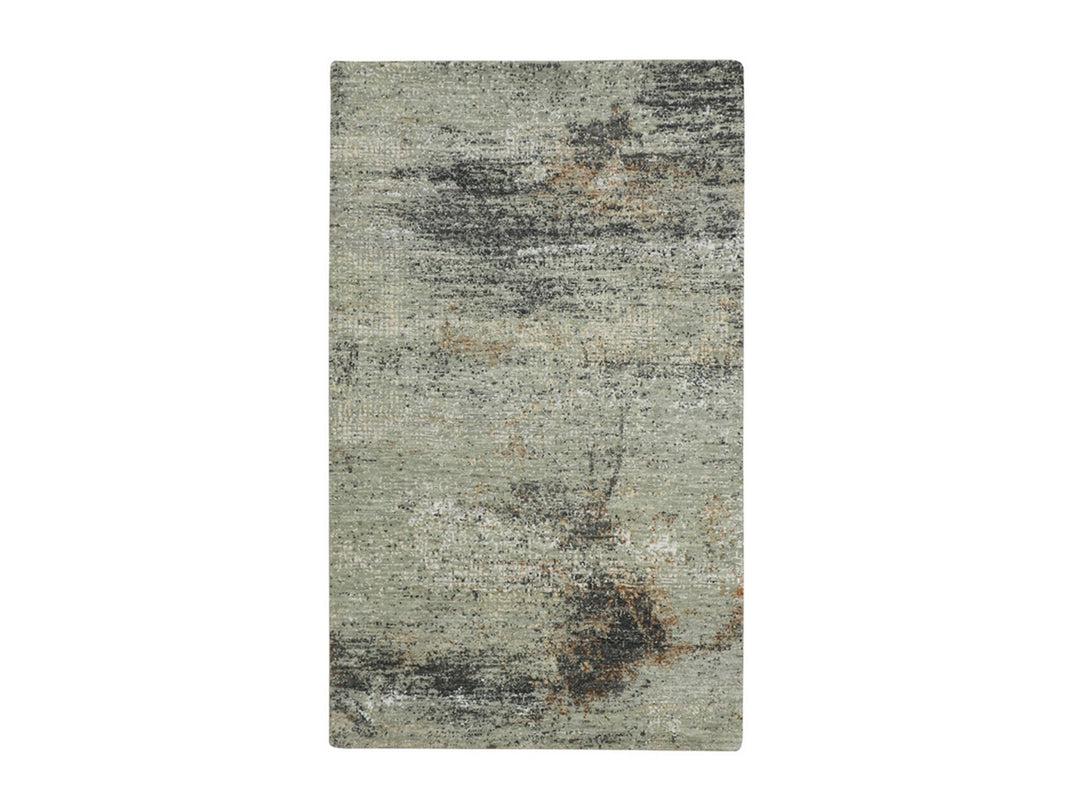 3'0" x 5'0" New Hand Knotted Green Wool Rectangle Oriental Rug - MOA10283186