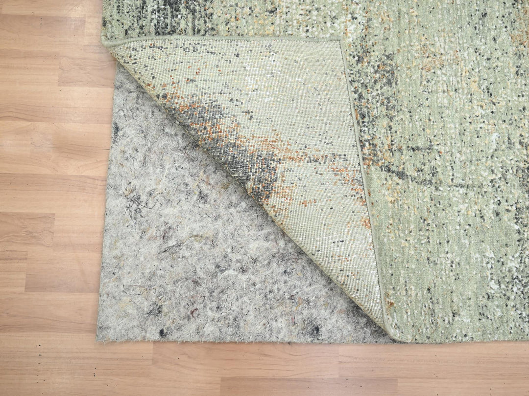 3'0" x 5'0" New Hand Knotted Green Wool Rectangle Oriental Rug - MOA10283186