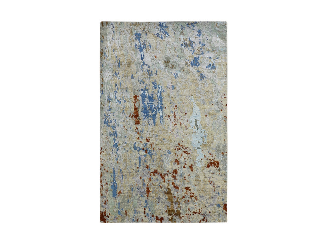 3'0" x 5'1" New Hand Knotted Beige Wool Rectangle Oriental Rug - MOA10283188