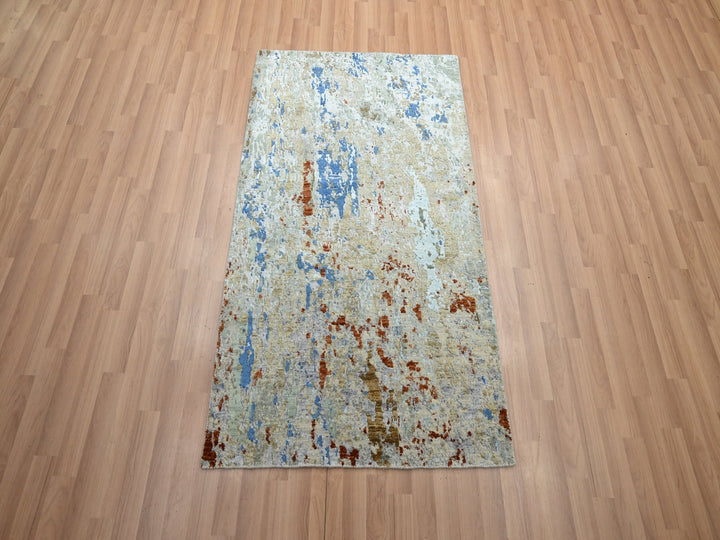3'0" x 5'1" New Hand Knotted Beige Wool Rectangle Oriental Rug - MOA10283188